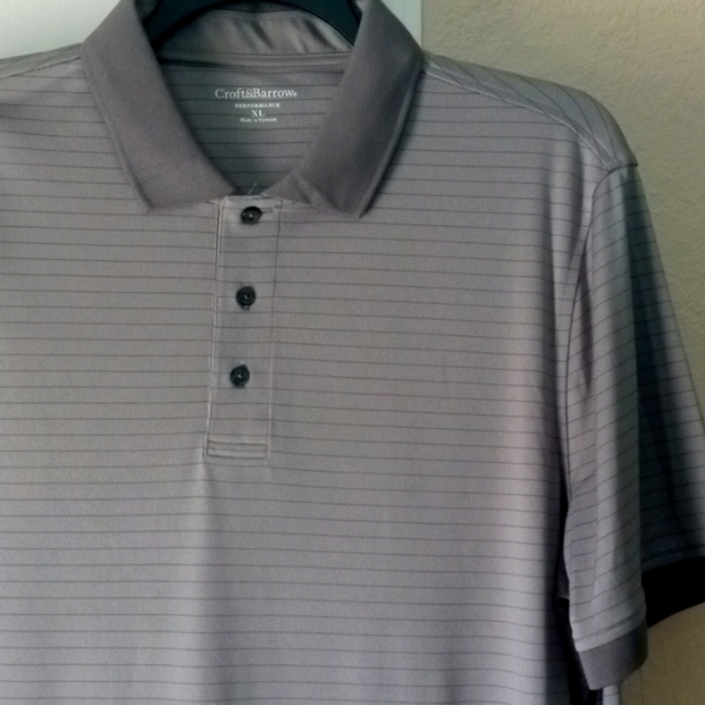 Croft & Barrow Men’s Polo Shirt Black/Gray XL Big & Tall NWT